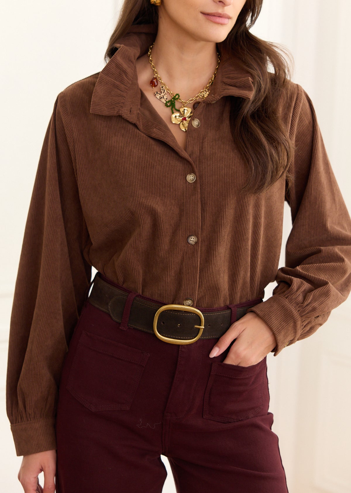 Chemise JENNYFER Marron - Taille 36 / S - Occasion Bon état