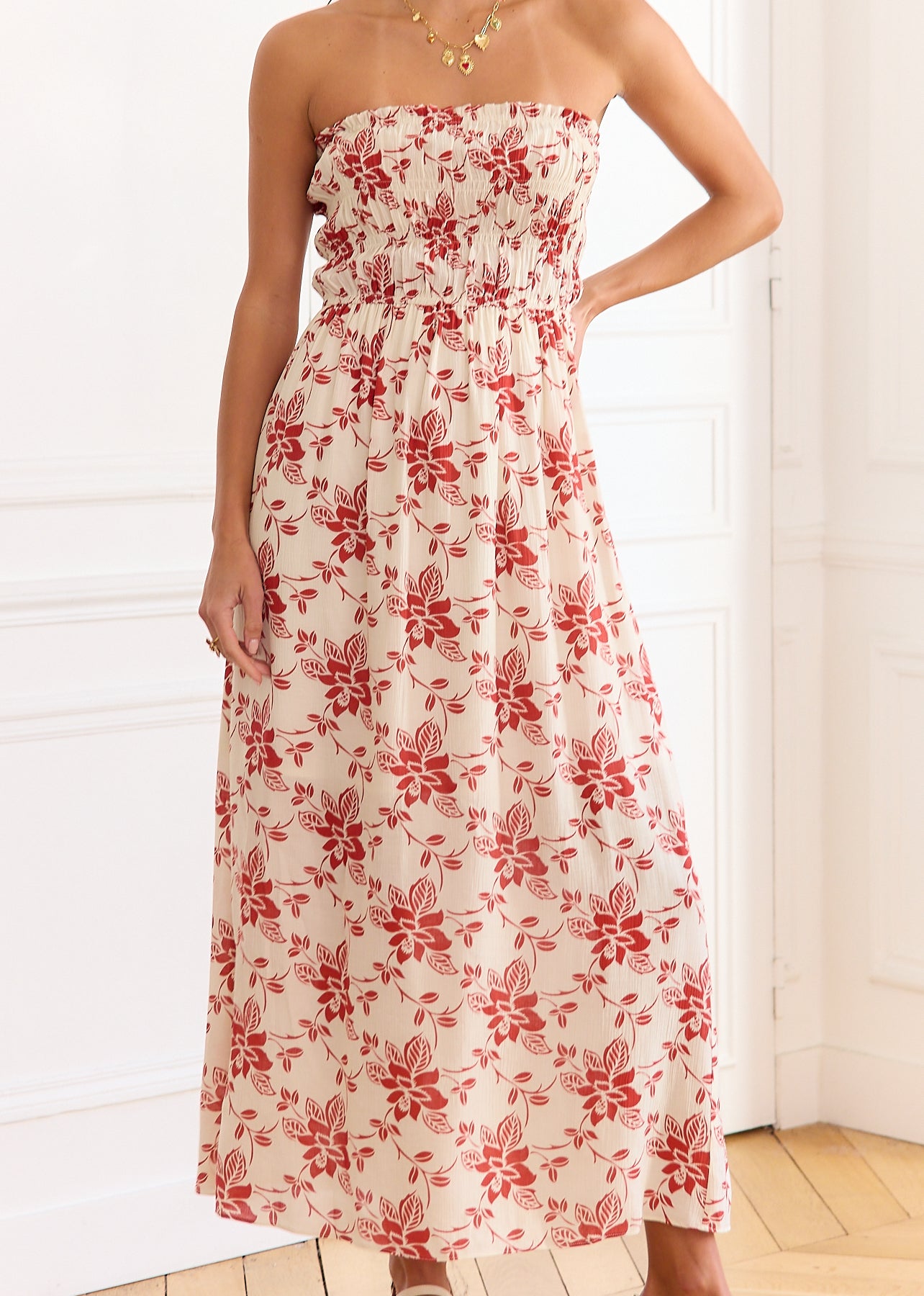 robe-longue-fleurie-beige-rouge-bustier-en-viscose-ism-ne-motus