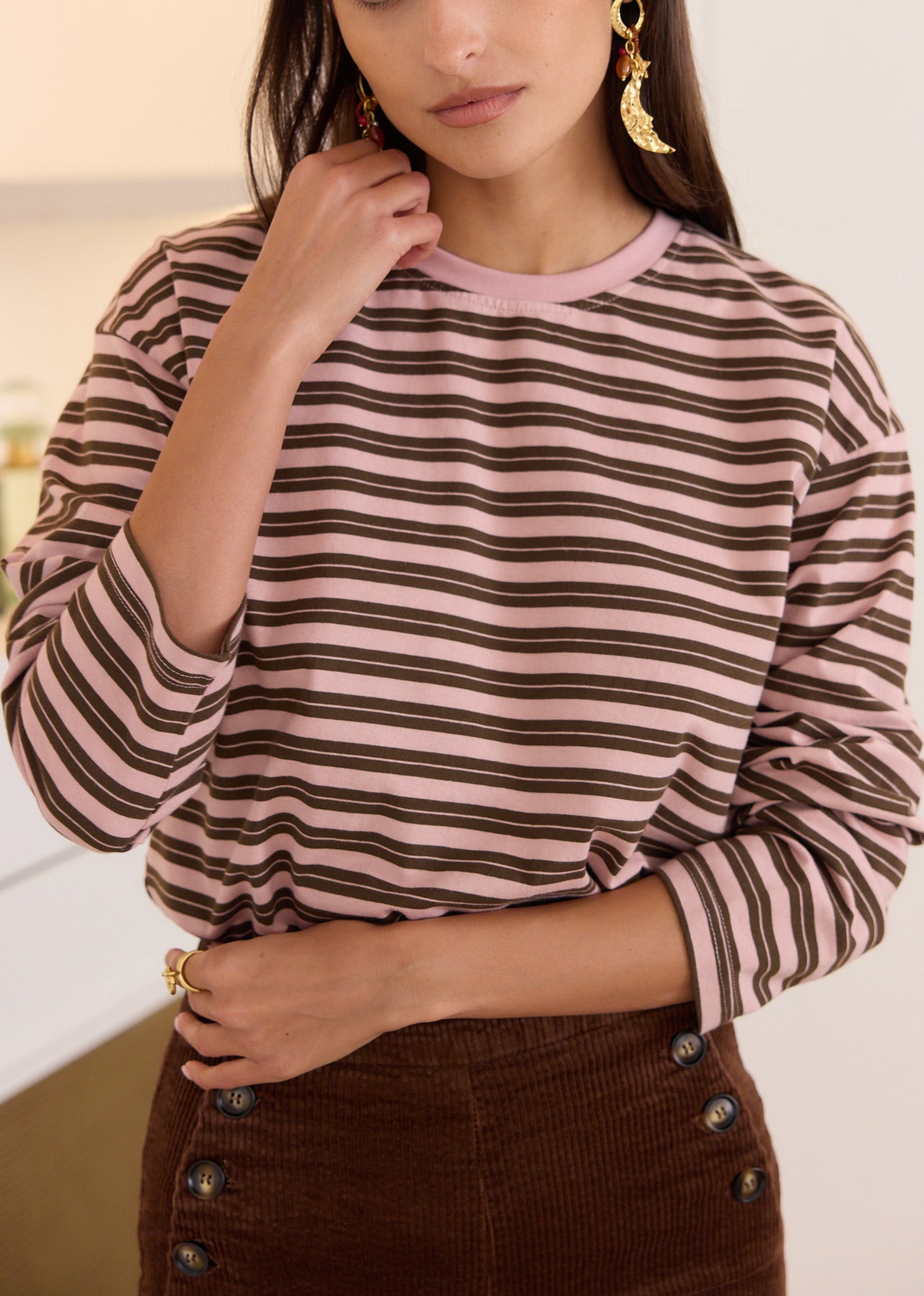 Des Petits Hauts Top bleu marine et fils dorés, T.0 (32 à 36), 95 %Coton, tout neuf Avec étiquette - Vêtements