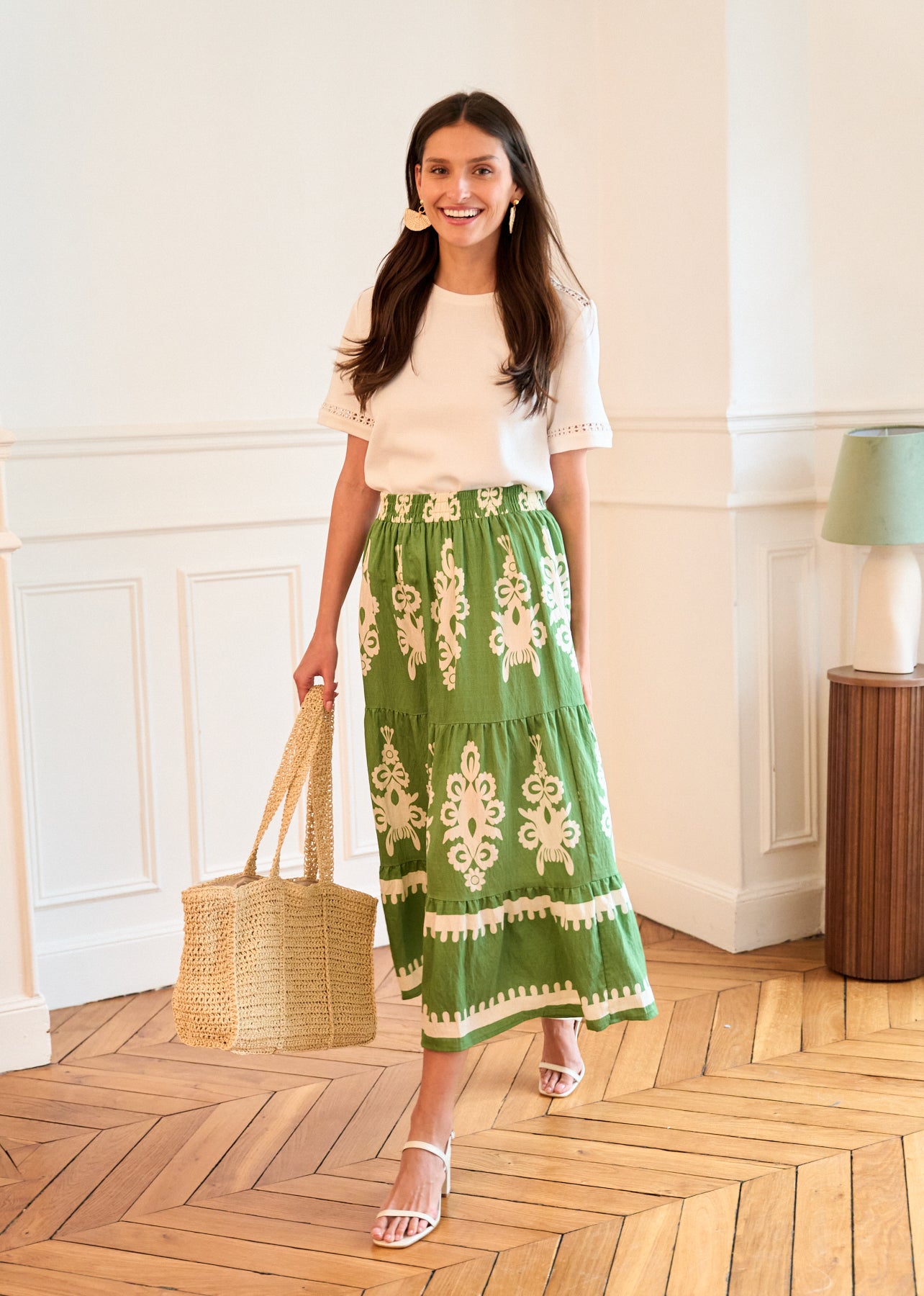 Motus_Boutique_Printemps_Jupe _Florence_Imprimé_Vert_Ecru_2