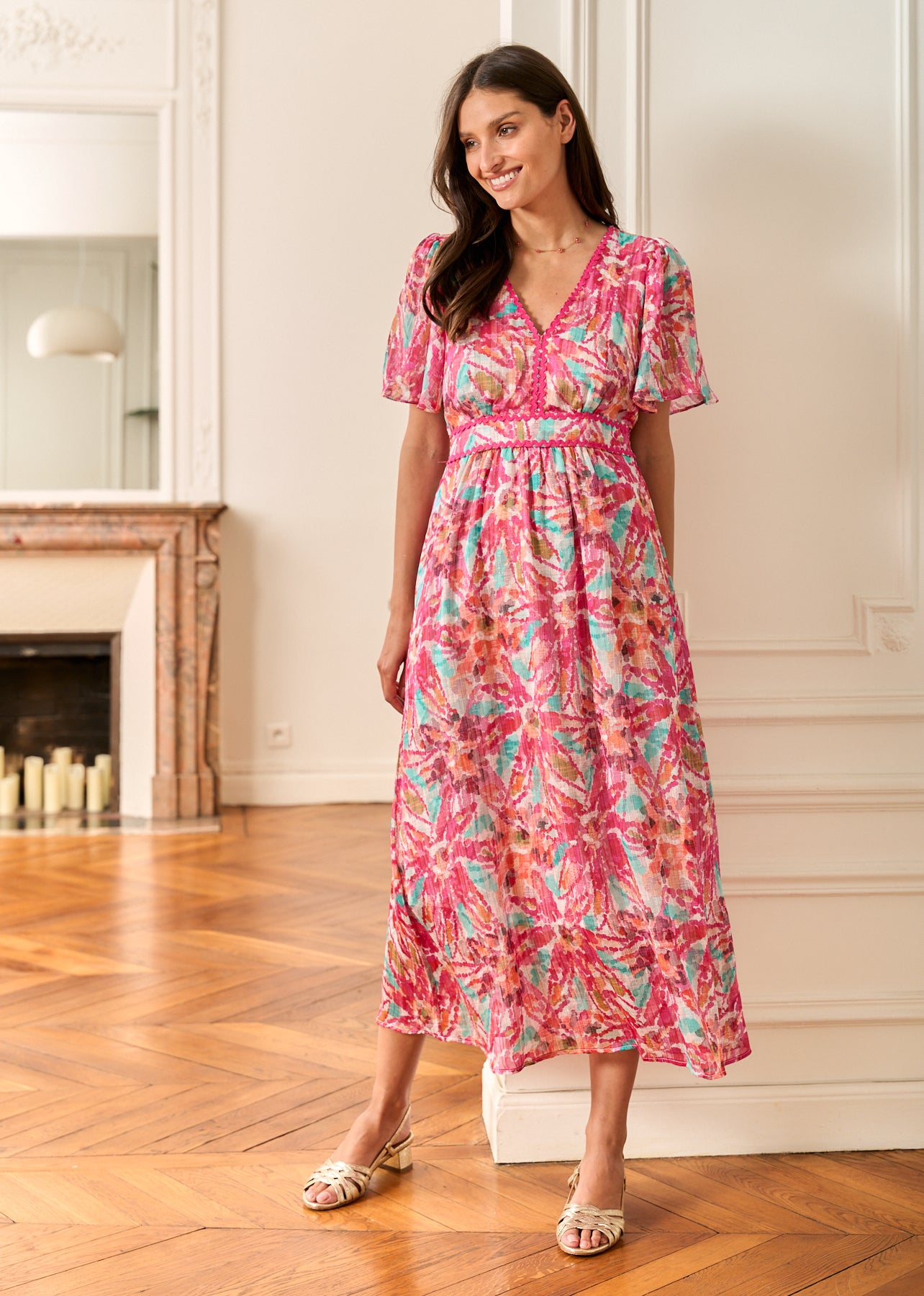 Motus_Boutique_Robe_Serena_Imprimé_Rose_Orange_Bleu_2