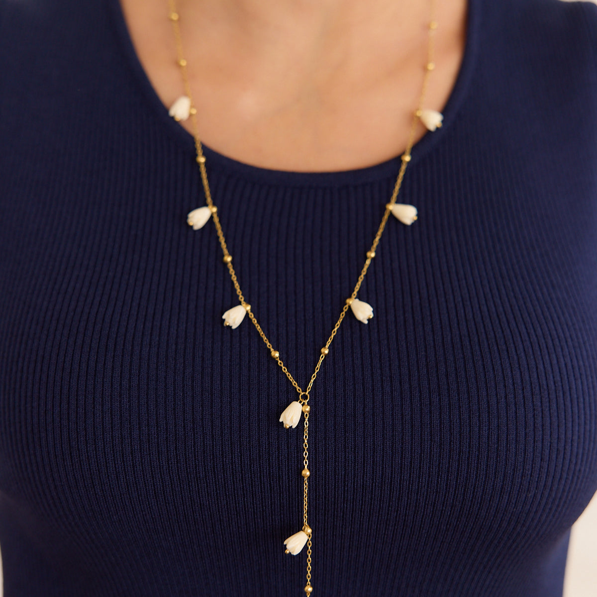 Collier Sautoir Vintage Long Avec Breloques - Perles, Verre, Bois Et Bronze Doré - Style Bohème - Occasion, état D'origine