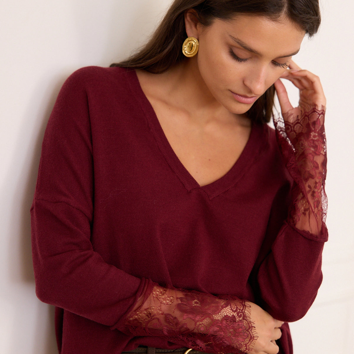 SYDUZAX Pull Femme Velours Doré Tee Shirt Manche Longue Femme Sexy Haut Couleur Unie Chemisie Femme Avec Poche Tops Tunique Loisirs Polyvalents Automne Et Hiver Blouse Femme Ample Mode Décontracté