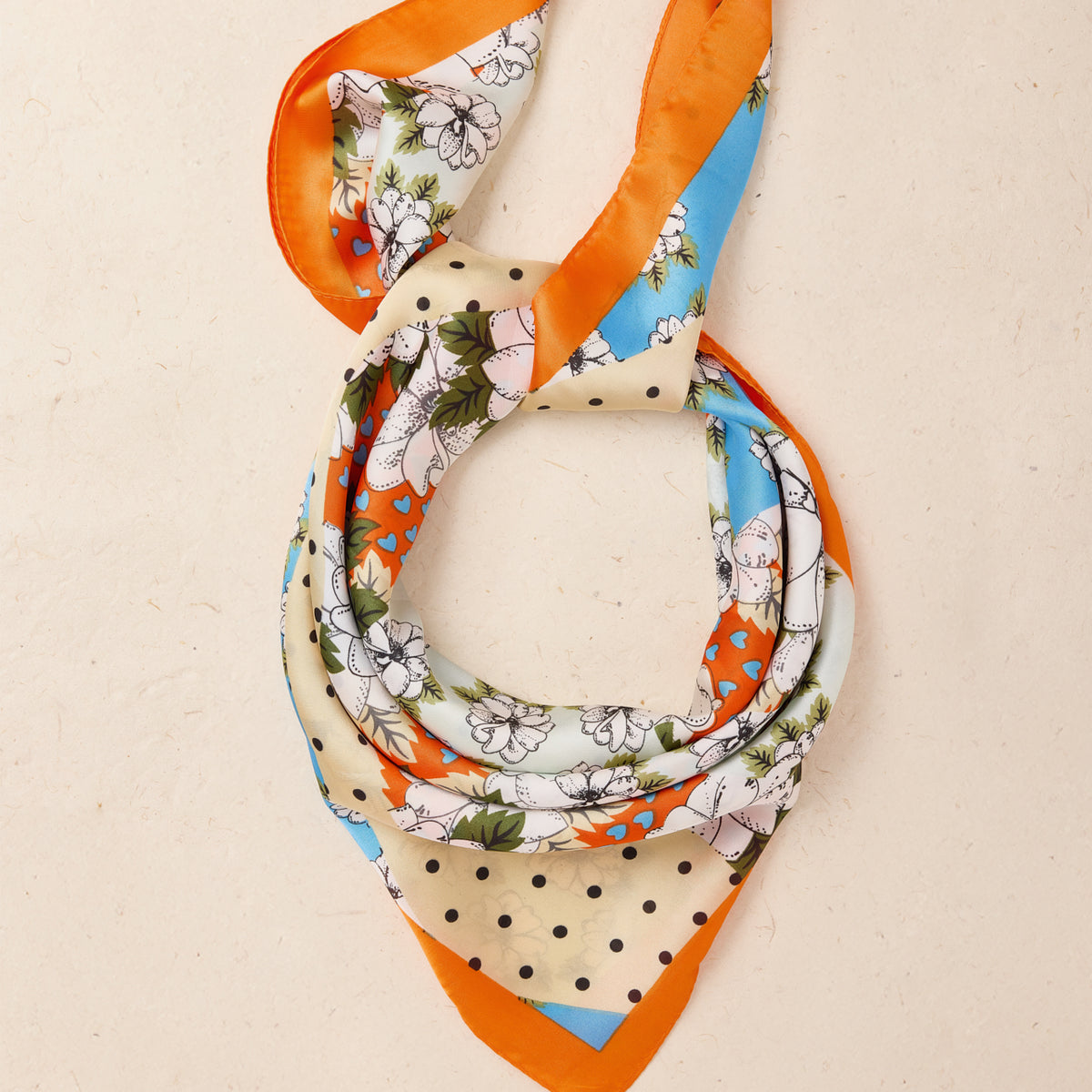 Foulard Carré En Satin Pour Femme Imprimé Cachemire Pois Rétro - FAIRYGATE
