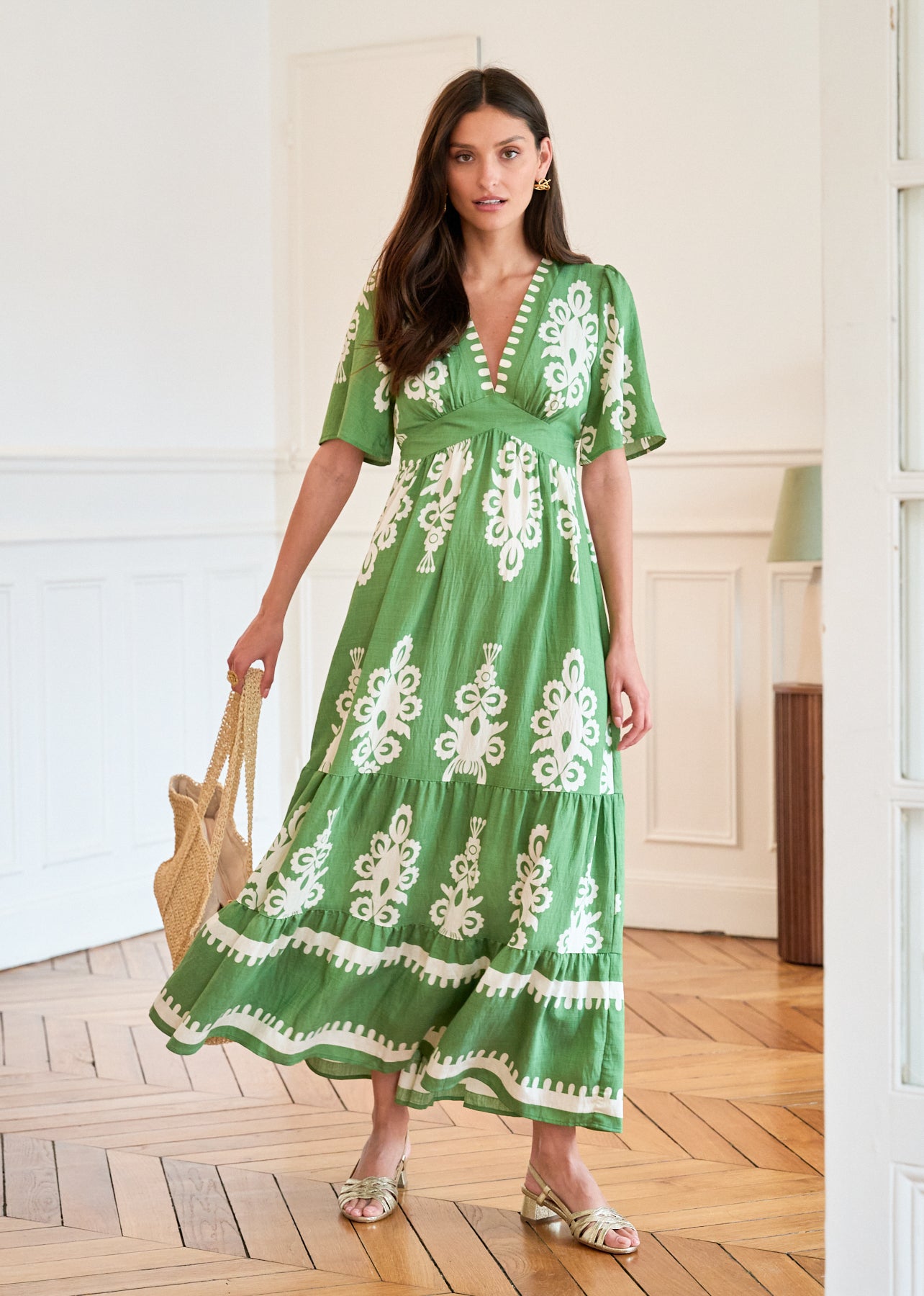 Motus_Boutique_Printemps_Robe_Caprie_Imprimé_Vert_Ecru_1