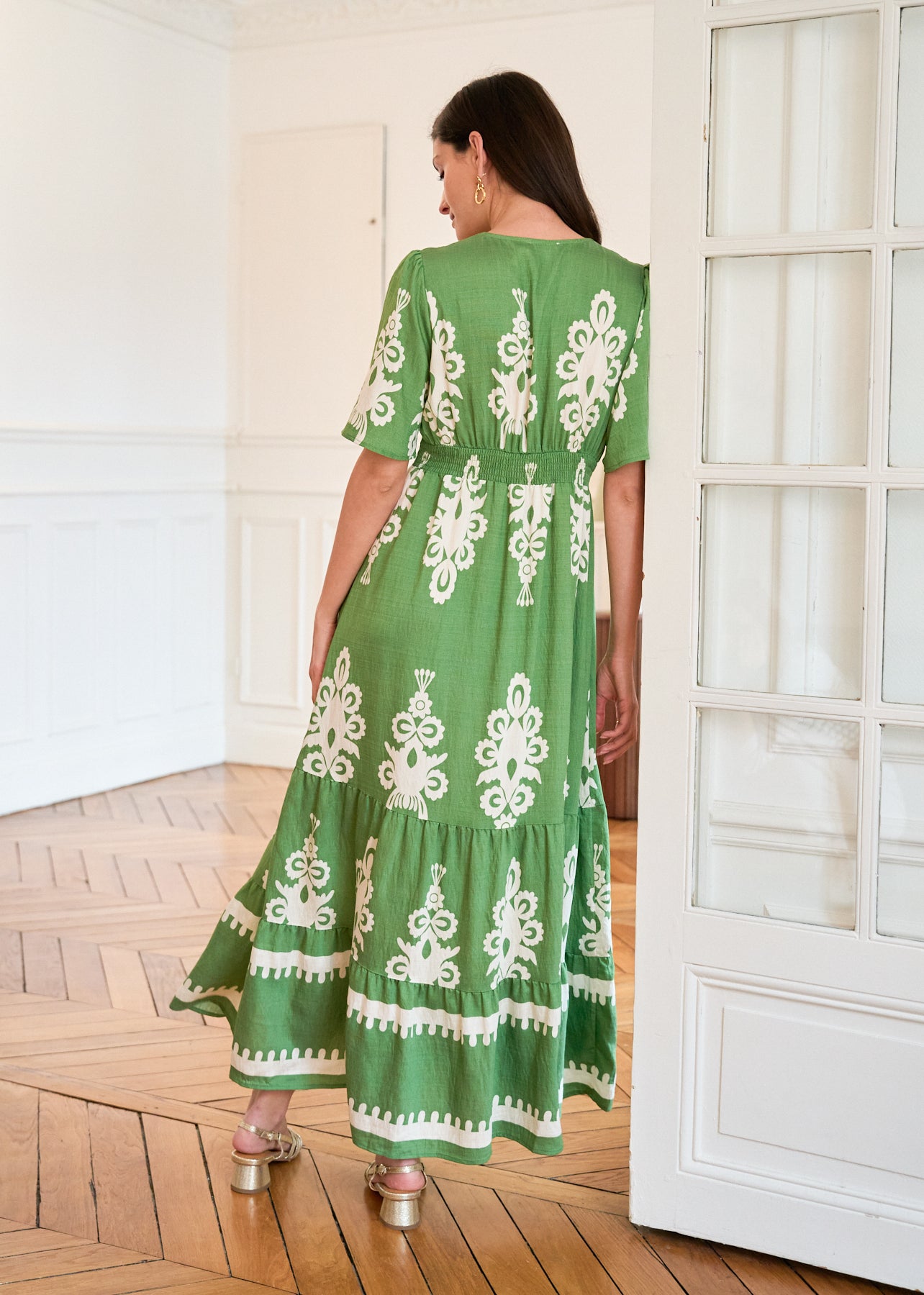 Motus_Boutique_Printemps_Robe_Caprie_Imprimé_Vert_Ecru_4