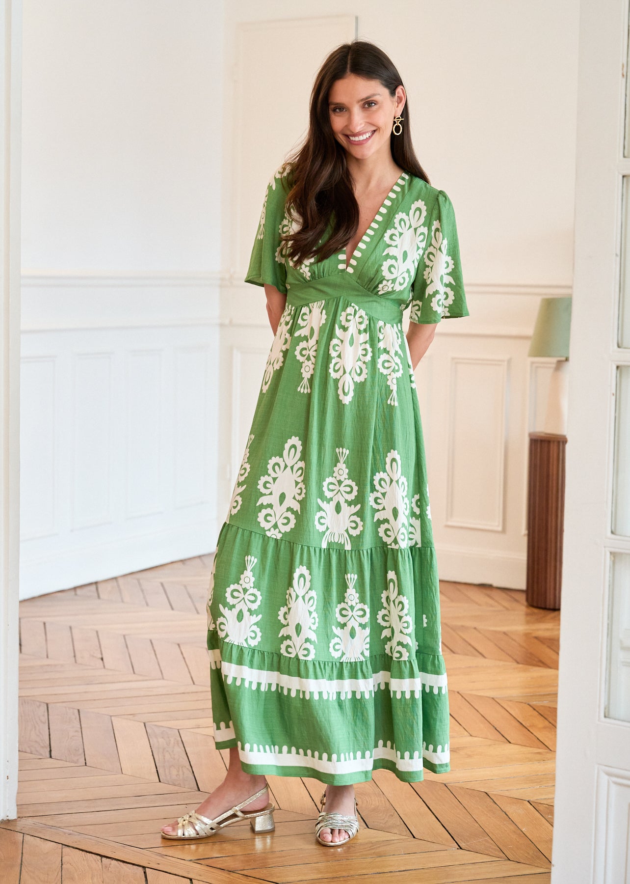 Motus_Boutique_Printemps_Robe_Caprie_Imprimé_Vert_Ecru_9