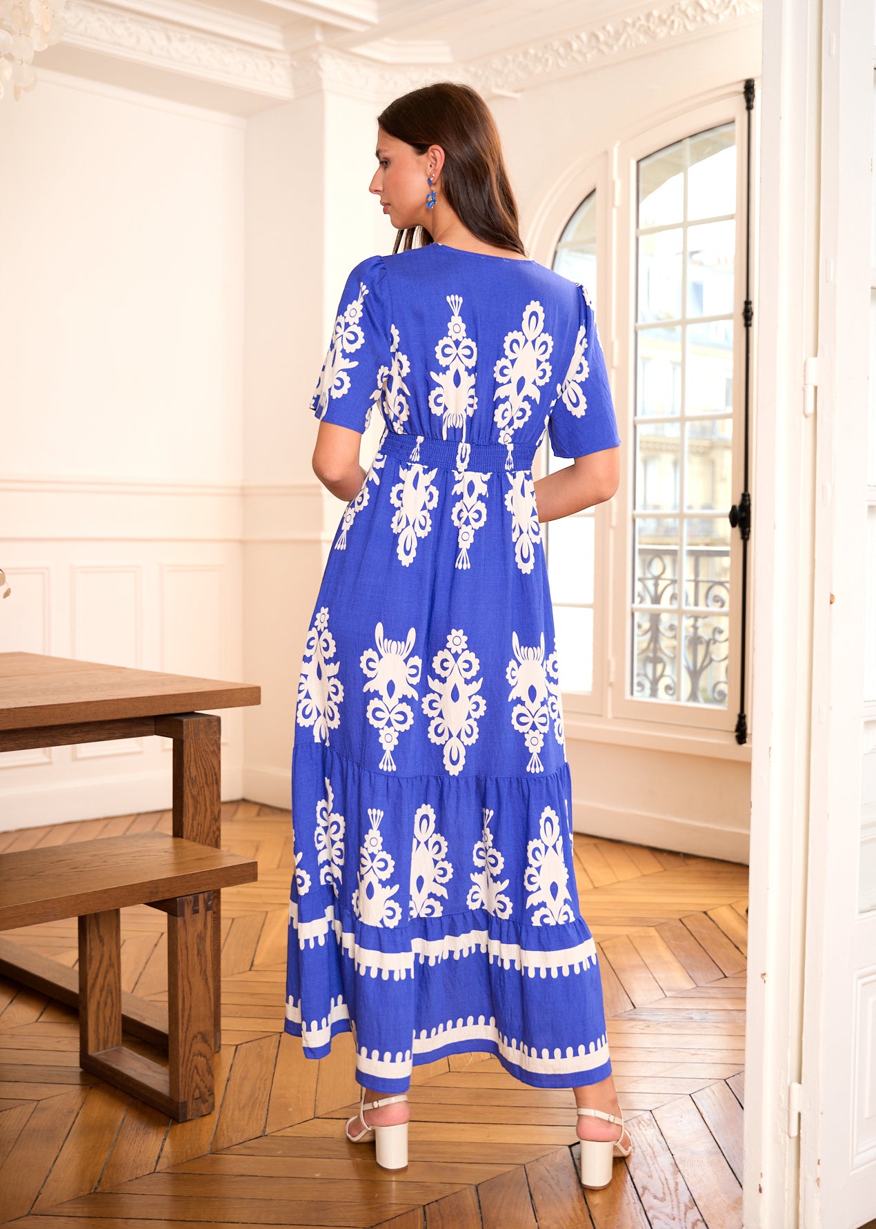 Motus_Boutique_Robe_Felipe_Imprimé_Bleu_Royal_Ecru_6