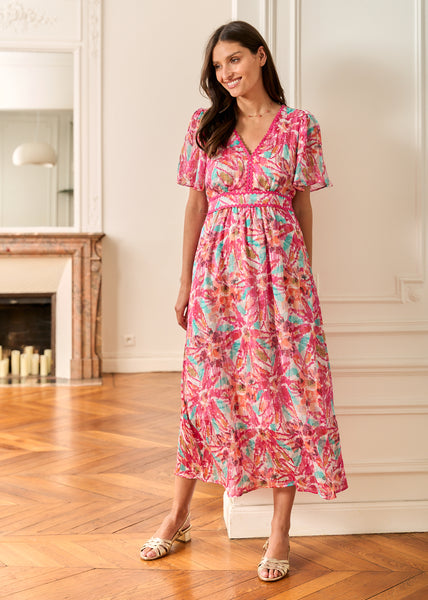 Robe orange et bleu top